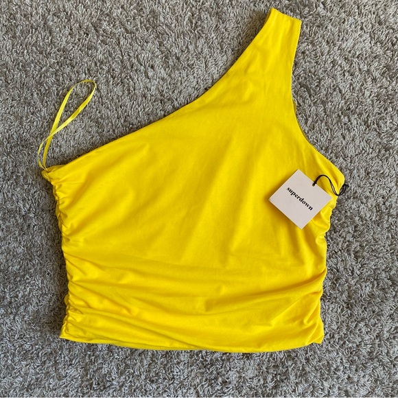 REVOLVE superdown ANNA ruched cotton one shoulder top L - Picture 6 of 7